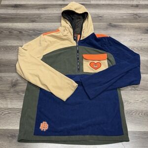 REASON Large Pocket Hoodie MED Corduroy Mens Colorblock Olive Navy Tan Orange